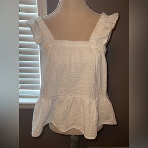 White ruffle tank top